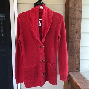 Ralph Lauren Red Button Cable Knit Cardigan